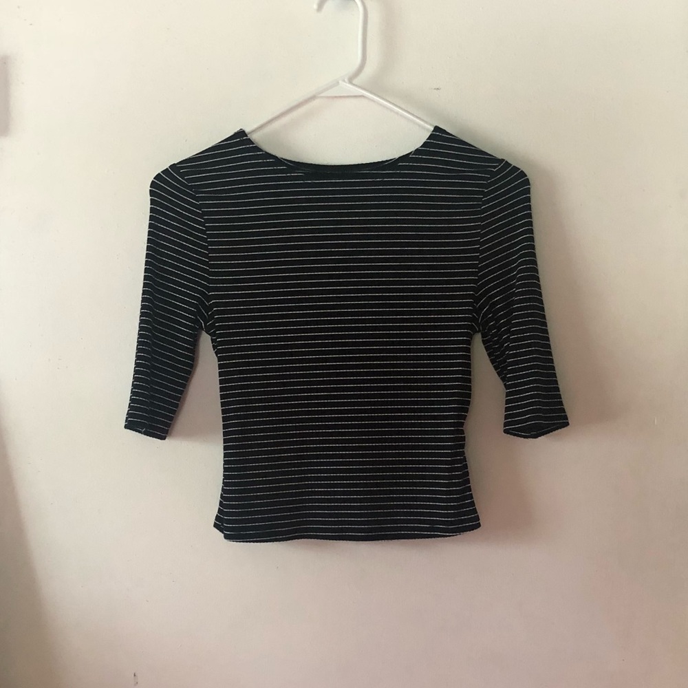 Popsugar Elbow Sleeve Ribbed Crop Top